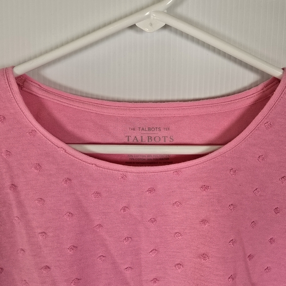 NWOT Talbots Womens Long Sleeve Crewneck Tee Textured Dot Bubblegum Pink Size - Picture 4 of 9